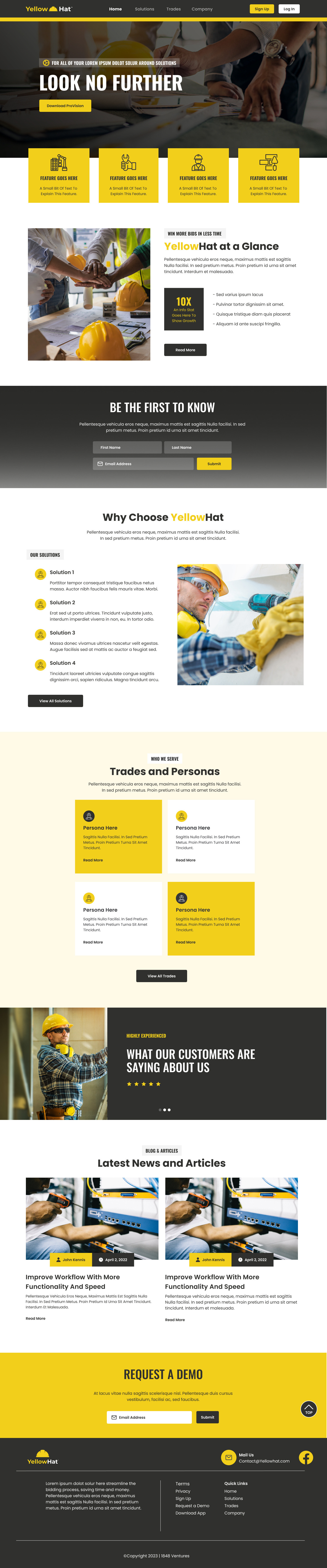 YellowHat Homepage Hi-Fi Design